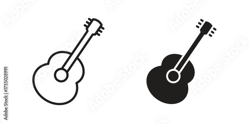 Guitar icon in Line and Silhouette Icon Set. Isolated Vector Illustration.