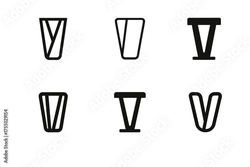 Chair Leg Logos. Chair leg. Set Logo of Chair leg: metal hairpin leg. harmonious logo variations of the same emblematic concept, each with different artistic