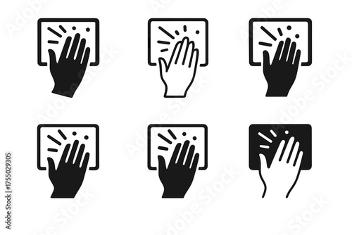 Interactive Art Logos. Interactive digital art installations. Set Logo of Interactive digital art installations: gesture-controlled installation. harmonious