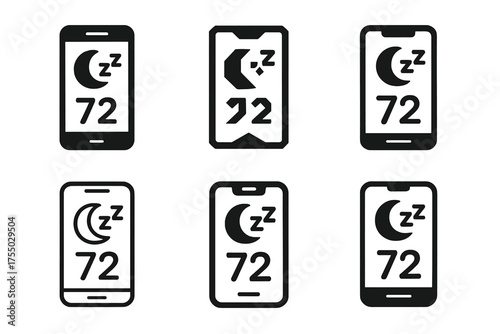 Thermostat Bedtime Logos. Adjusting the thermostat before bed. Set Logo of Adjusting the thermostat before bed: Smartphone showing bedtime temperature schedule