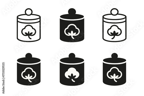 Vanity Logo Designs. Arranging cosmetics and skincare in a vanity. Set Logo of Arranging cosmetics and skincare in a vanity: cotton pad jar. harmonious logo