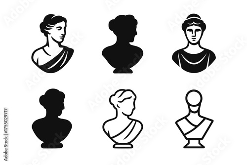 Sculptural Logo Variations. Design and Aesthetics. Set Logo of Design and Aesthetics: sculpture form. harmonious logo variations of the same emblematic