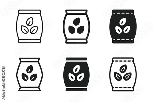 Seed Preservation Logos. Seed preservation techniques. Set Logo of Seed preservation techniques: desiccant sachet. harmonious logo variations of the same