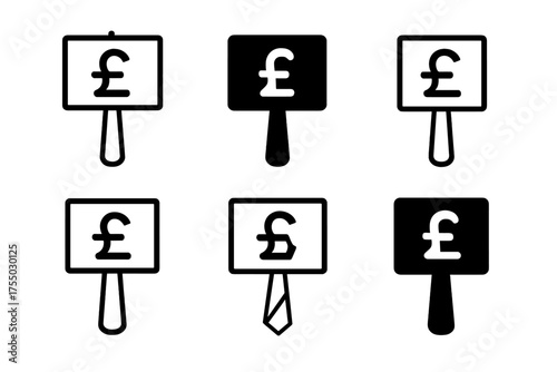 Minimum Wage Logos. Minimum wage laws. Set Logo of Minimum wage laws: Protest sign with currency symbol. harmonious logo variations of the same emblematic