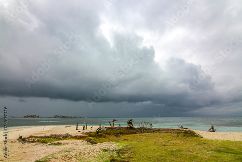 Child on a stormy beach