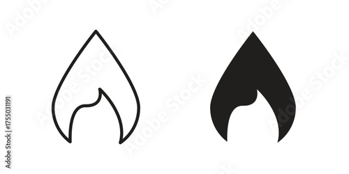 Fire icon in Line and Silhouette Icon Set. Isolated Vector Illustration.