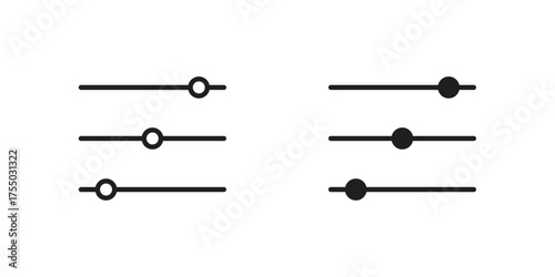 Filter Control icon in Line and Silhouette Icon Set. Isolated Vector Illustration.