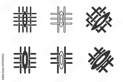 Artisan Logo Variations. Tourism to explore local artisans and craftsmen. Set Logo of Tourism to explore local artisans and craftsmen: Handloom shuttle