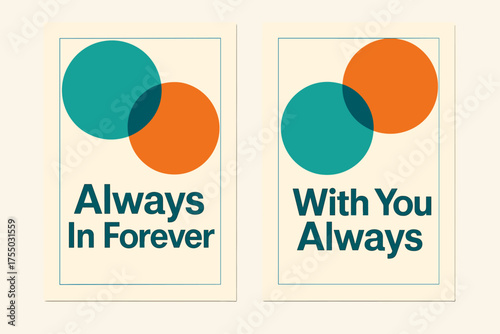 Infinite Affection Banners. Affection. Two vertical A6 banners with safe margins, centered composition, no elements touching edges, geometric style, turquoise