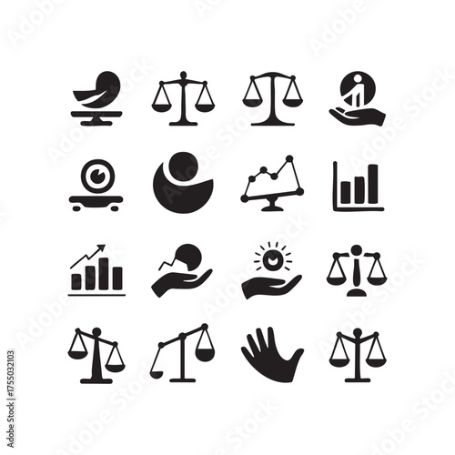Set of business and finance icons simple flat symbols for web and mobile design isolated on white background