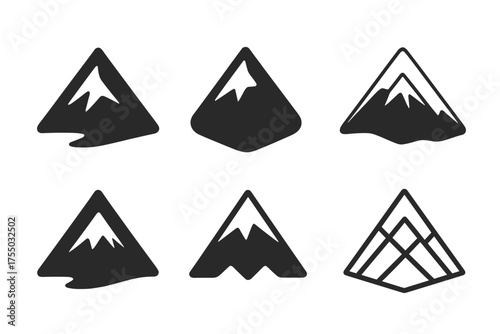Winter Frost Logos. Winter Frost. Set Logo of Winter Frost: frosted mountain peak. harmonious logo variations of the same emblematic concept, each with