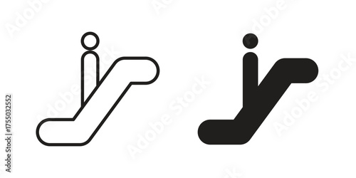 Escalator icon in Line and Silhouette Icon Set. Isolated Vector Illustration.
