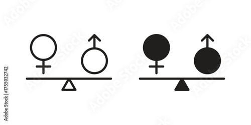 Equality icon in Line and Silhouette Icon Set. Isolated Vector Illustration.