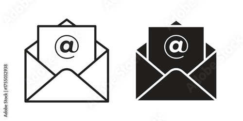 Email icon in Line and Silhouette Icon Set. Isolated Vector Illustration.