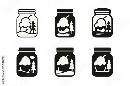 Ice Cream Logo Variations. Outdoor ice cream sundae bar setup. Set Logo of Outdoor ice cream sundae bar setup: Toppings Jar. harmonious logo variations of the