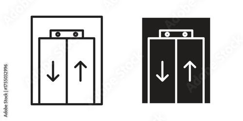 Elevator icon in Line and Silhouette Icon Set. Isolated Vector Illustration.