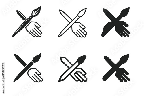 Artistic Logo Variations. Art and antiquities trading and international auctions. Set Logo of Art and antiquities trading and international auctions: