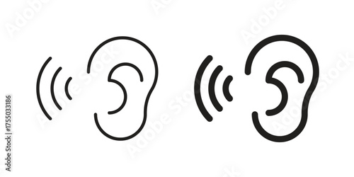 Ear icon in Line and Silhouette Icon Set. Isolated Vector Illustration.