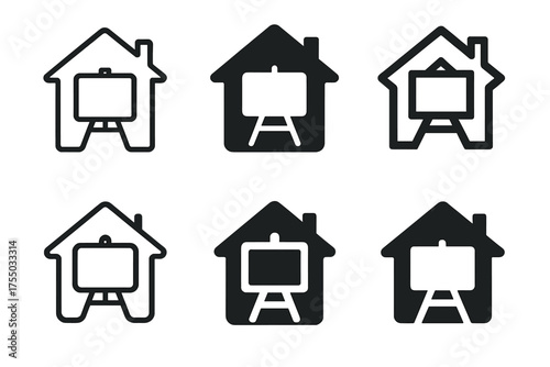 Home School Logos. Home schooling environments and teaching materials. Set Logo of Home schooling environments and teaching materials: Interactive Whiteboard.