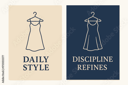 Casual Style Banners. Casual elegance. Two vertical A6 banners with safe margins, centered composition, no elements touching edges, chic minimal style, beige