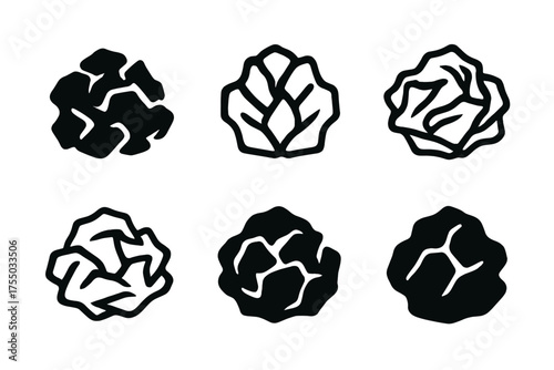 Used Tissues Logos. Used Tissues. Set Logo of Used Tissues: crumpled paper pile. harmonious logo variations of the same emblematic concept, each with different