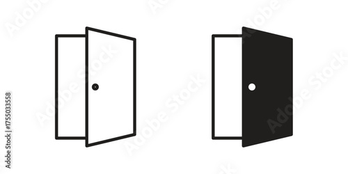 Door icon in Line and Silhouette Icon Set. Isolated Vector Illustration.