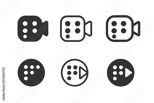 Disability Media Logos. Disability Representation in Media. Set Logo of Disability Representation in Media: braille dots. harmonious logo variations of the