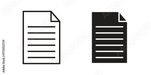 Document icon in Line and Silhouette Icon Set. Isolated Vector Illustration.