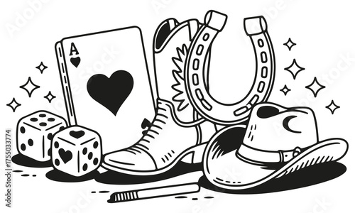 Wild West Gambling Silhouette Collection