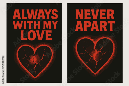 Eternal Love Banners. Eternal Love. Two vertical A6 banners with safe margins, centered composition, no elements touching edges, brutalist style, black and