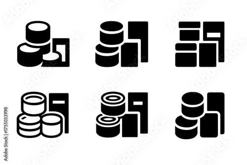 Pantry Logo Variations. Arranging Pantry Items by Category. Set Logo of Arranging Pantry Items by Category: stacked cans and boxes. harmonious logo variations