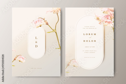 beautiful wedding invitation card with floral watercolor

