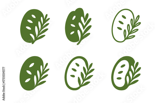 Rustic Focaccia Logos. Baking a rustic focaccia bread with herbs and olive oil. Set Logo of Baking a rustic focaccia bread with herbs and olive oil: rosemary