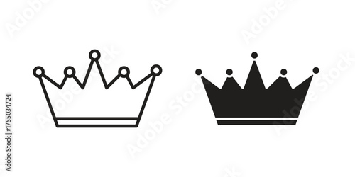 Crown icon in Line and Silhouette Icon Set. Isolated Vector Illustration.