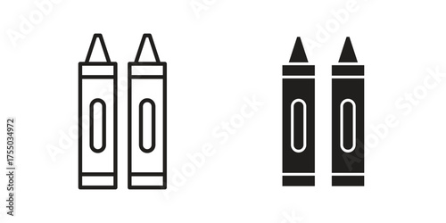 Crayon icon in Line and Silhouette Icon Set. Isolated Vector Illustration.