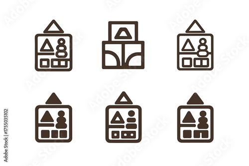 Logo Variations Exploration. Home schooling environments and teaching materials. Set Logo of Home schooling environments and teaching materials: Montessori