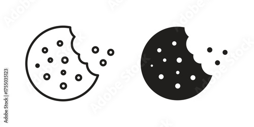 Cookie icon in Line and Silhouette Icon Set. Isolated Vector Illustration.