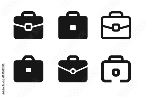 Creative Logo Variations. Job Interview Setting. Set Logo of Job Interview Setting: briefcase symbol. harmonious logo variations of the same emblematic