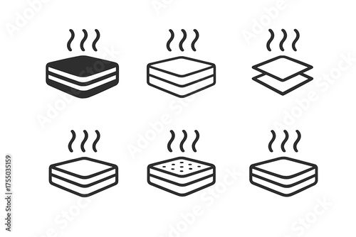 Sleep Logo Variations. Sleep environment. Set Logo of Sleep environment: mattress with breathable layers. harmonious logo variations of the same emblematic