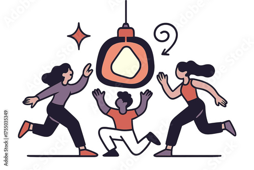 Glowing Geometric Pendant. Abstract shape. Glowing minimalist pendant with irregular geometric outline, sleek and bold. Floating icons of sparkle, swirl, and