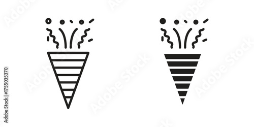 Confetti icon in Line and Silhouette Icon Set. Isolated Vector Illustration.
