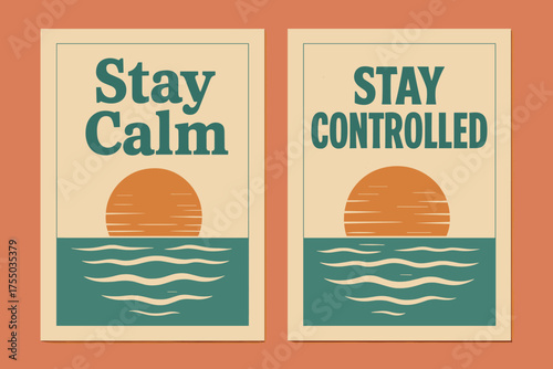 Retro Mindset Banners. Mindset. Two vertical A6 banners with safe margins, centered composition, no elements touching edges, retro style, coral and teal,