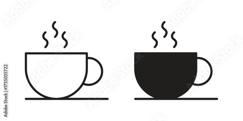 Coffee icon in Line and Silhouette Icon Set. Isolated Vector Illustration.