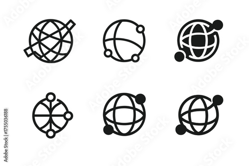 Network Logo Grid. A professional conducting a video conference with international clients. Set Logo of A professional conducting a video conference with