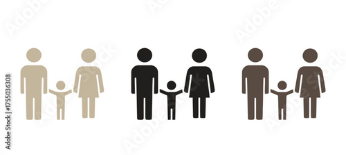 Simple, stylized silhouette icons of a family, suitable for topics like parenthood, upbringing, household, and life insurance.