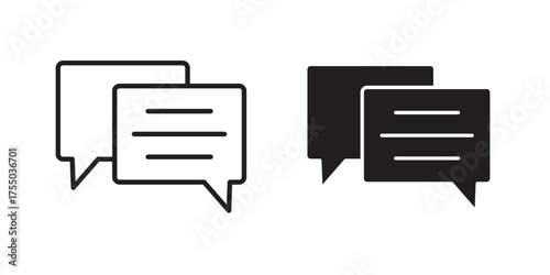 Chat icon in Line and Silhouette Icon Set. Isolated Vector Illustration.