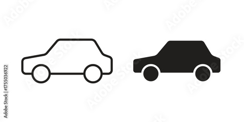 Car icon in Line and Silhouette Icon Set. Isolated Vector Illustration.