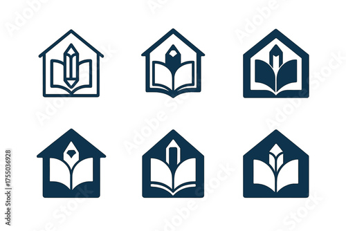 Learning Nook Logos. Home schooling environments and teaching materials. Set Logo of Home schooling environments and teaching materials: Learning Nook.