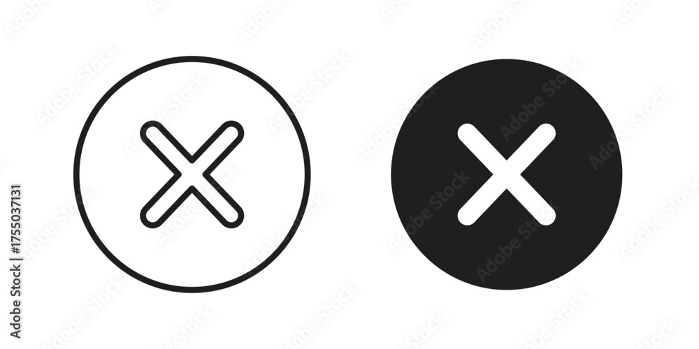 Obraz premium Cancel icon in Line and Silhouette Icon Set. Isolated Vector Illustration.