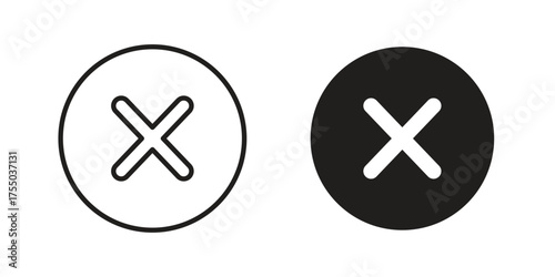 Cancel icon in Line and Silhouette Icon Set. Isolated Vector Illustration.